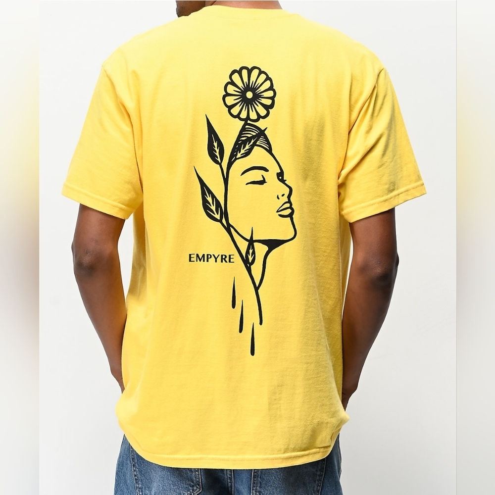 Empyre Yellow Floral Face Graphic Tee XL Men's Unisex Skate Streetwear NWOT - Picture 4 of 6